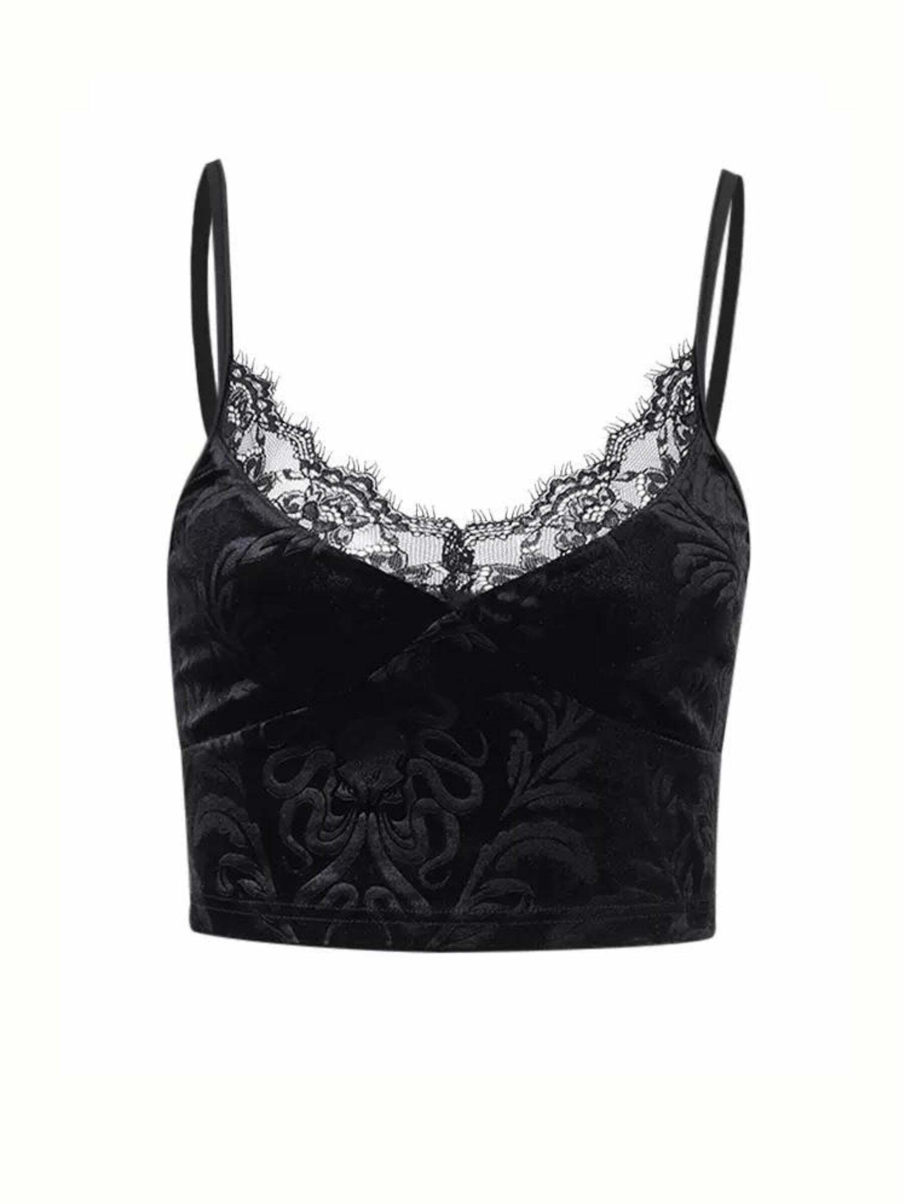 Y2K Grunge Bobbie Lace Crop Top - Retro 90s Summer Outfit, Pastel Goth, Y2K Party Fashion