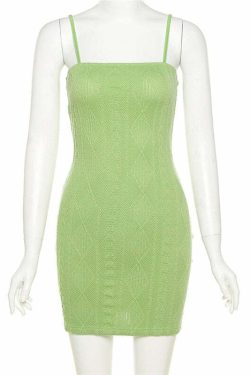 Y2K Grunge Bodycon Knitted Mini Dress - 90s Summer Outfit, Retro Style, Pastel Goth Fashion