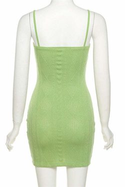 Y2K Grunge Bodycon Knitted Mini Dress - 90s Summer Outfit, Retro Style, Pastel Goth Fashion
