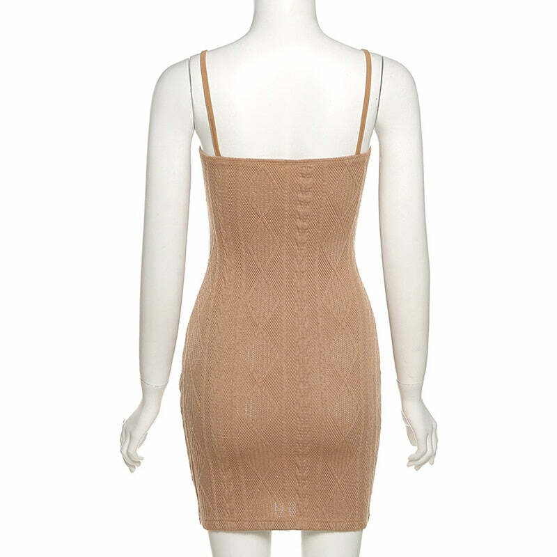 Y2K Grunge Bodycon Knitted Mini Dress - 90s Summer Outfit, Retro Style, Pastel Goth Fashion