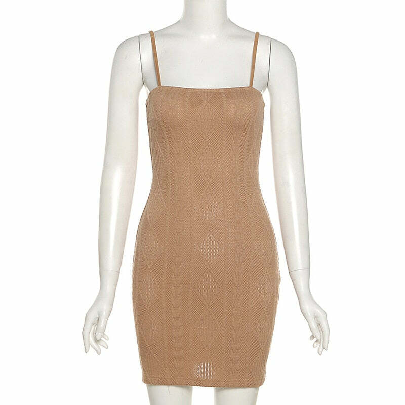 Y2K Grunge Bodycon Knitted Mini Dress - 90s Summer Outfit, Retro Style, Pastel Goth Fashion