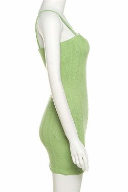 Y2K Grunge Bodycon Knitted Mini Dress - 90s Summer Outfit, Retro Style, Pastel Goth Fashion