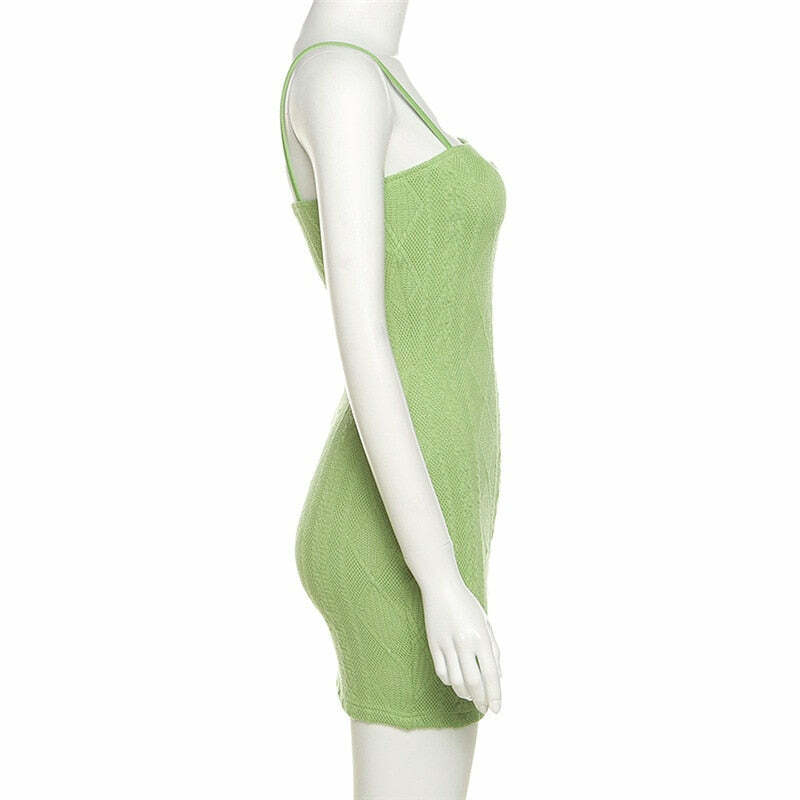 Y2K Grunge Bodycon Knitted Mini Dress - 90s Summer Outfit, Retro Style, Pastel Goth Fashion
