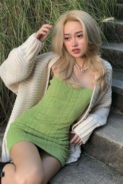 Y2K Grunge Bodycon Knitted Mini Dress - 90s Summer Outfit, Retro Style, Pastel Goth Fashion
