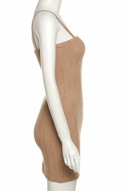 Y2K Grunge Bodycon Knitted Mini Dress - 90s Summer Outfit, Retro Style, Pastel Goth Fashion