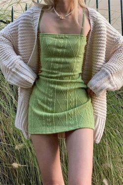 Y2K Grunge Bodycon Knitted Mini Dress - 90s Summer Outfit, Retro Style, Pastel Goth Fashion