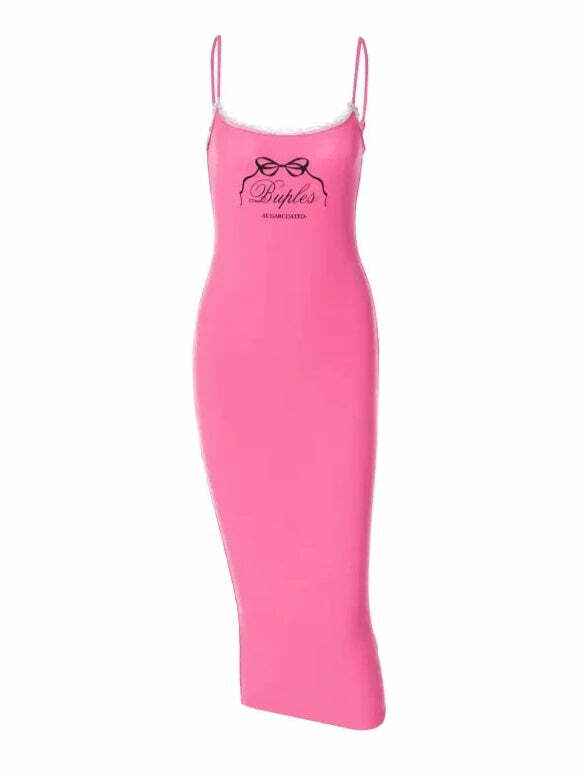 Y2K Grunge Bodycon Maxi Dress - Retro 90s Summer Outfit, Perfect for Y2K Parties and Club Nights