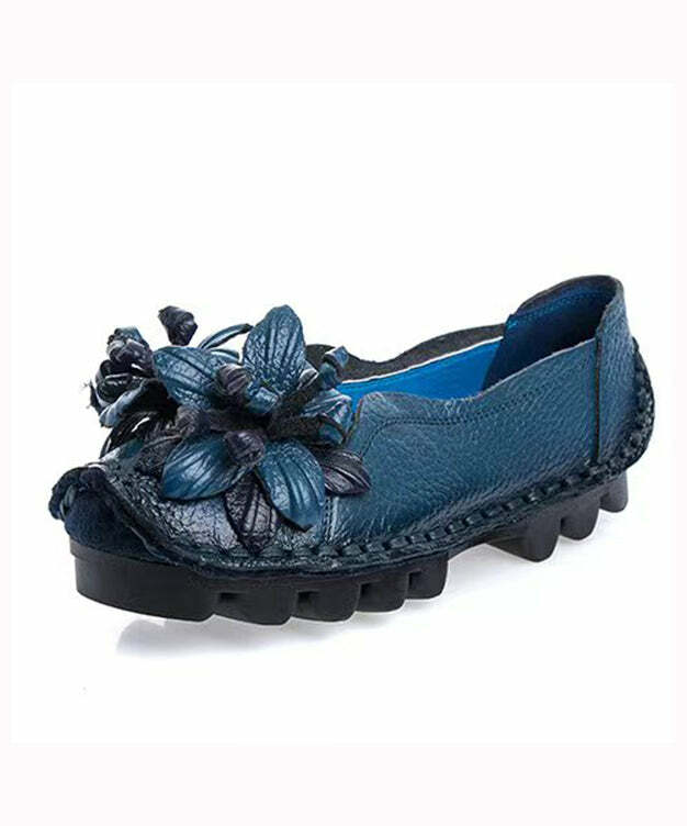 Y2K Grunge Boho Retro Splicing Flat Shoes - Yellow Faux Leather Floral 90s Fashion