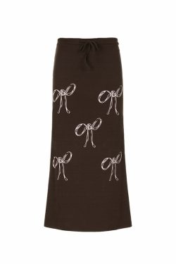 Y2K Grunge Bow Print Maxi Skirt - Retro 90s Fashion, Summer Y2K Outfits, Pastel Goth Style