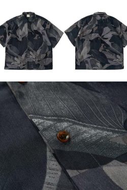 Y2K Grunge Boxy Cut Lotus Shirt - Retro 90s Summer Outfit, Pastel Goth, Y2K Fashion Top