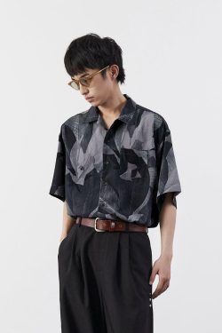Y2K Grunge Boxy Cut Lotus Shirt - Retro 90s Summer Outfit, Pastel Goth, Y2K Fashion Top
