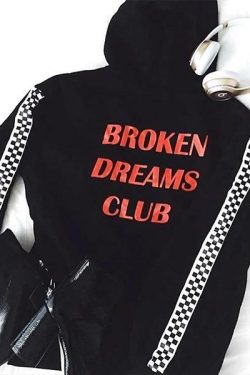 Y2K Grunge Broken Dreams Club Hoodie - Retro 90s Fashion, Summer Y2K Outfits, Pastel Goth