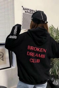 Y2K Grunge Broken Dreams Club Hoodie - Retro 90s Fashion, Summer Y2K Outfits, Pastel Goth