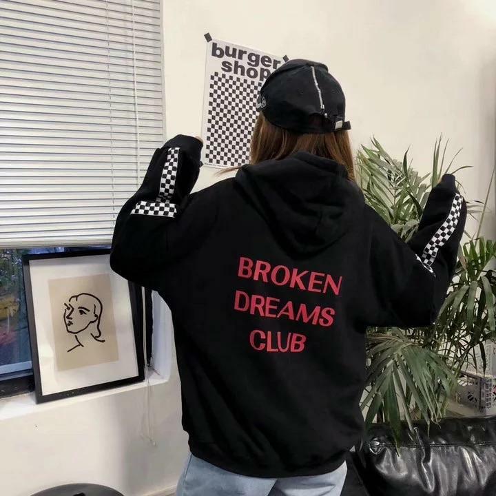 Y2K Grunge Broken Dreams Club Hoodie - Retro 90s Fashion, Summer Y2K Outfits, Pastel Goth