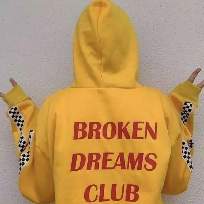 Y2K Grunge Broken Dreams Club Hoodie - Retro 90s Fashion, Summer Y2K Outfits, Pastel Goth