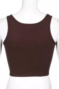 Y2K Grunge Brownie Mushroom Tank Top - Retro 90s Fashion, Summer Y2K Outfits, Pastel Goth