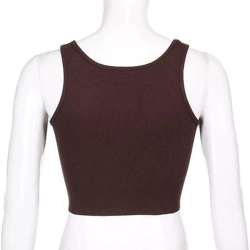 Y2K Grunge Brownie Mushroom Tank Top - Retro 90s Fashion, Summer Y2K Outfits, Pastel Goth