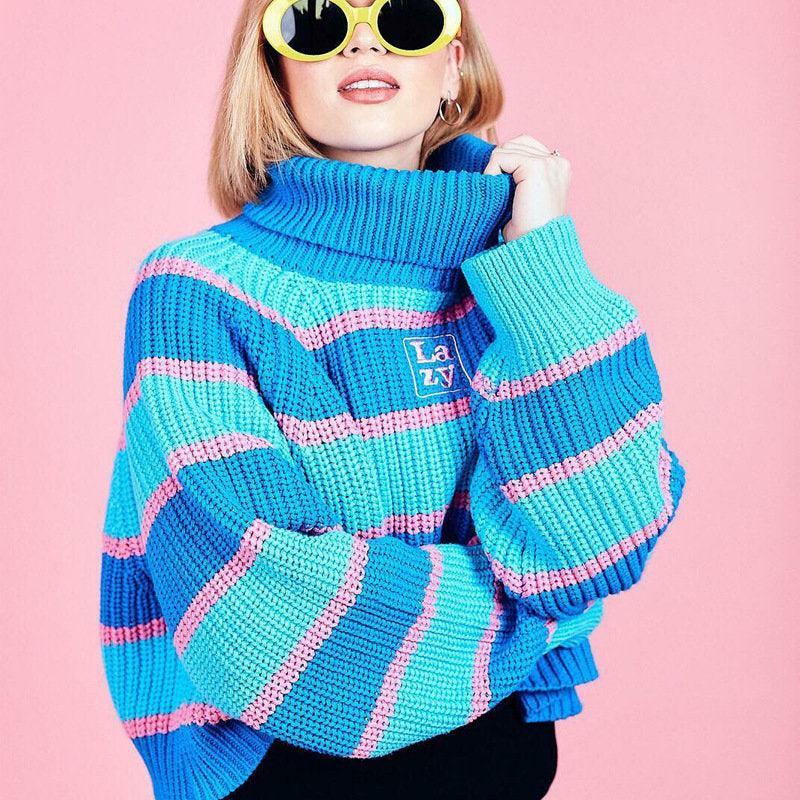 Y2K Grunge Bubblegum Turtleneck Sweatshirt - Retro 90s Fashion, Summer & Party Outfits