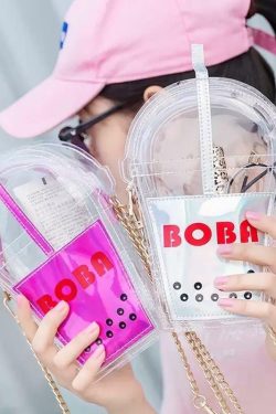 Y2K Grunge Bubbletea Shoulder Bag - Retro 90s Fashion, Pastel Goth, Y2K Club & Party Outfits