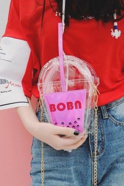Y2K Grunge Bubbletea Shoulder Bag - Retro 90s Fashion, Pastel Goth, Y2K Club & Party Outfits