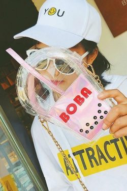 Y2K Grunge Bubbletea Shoulder Bag - Retro 90s Fashion, Pastel Goth, Y2K Club & Party Outfits