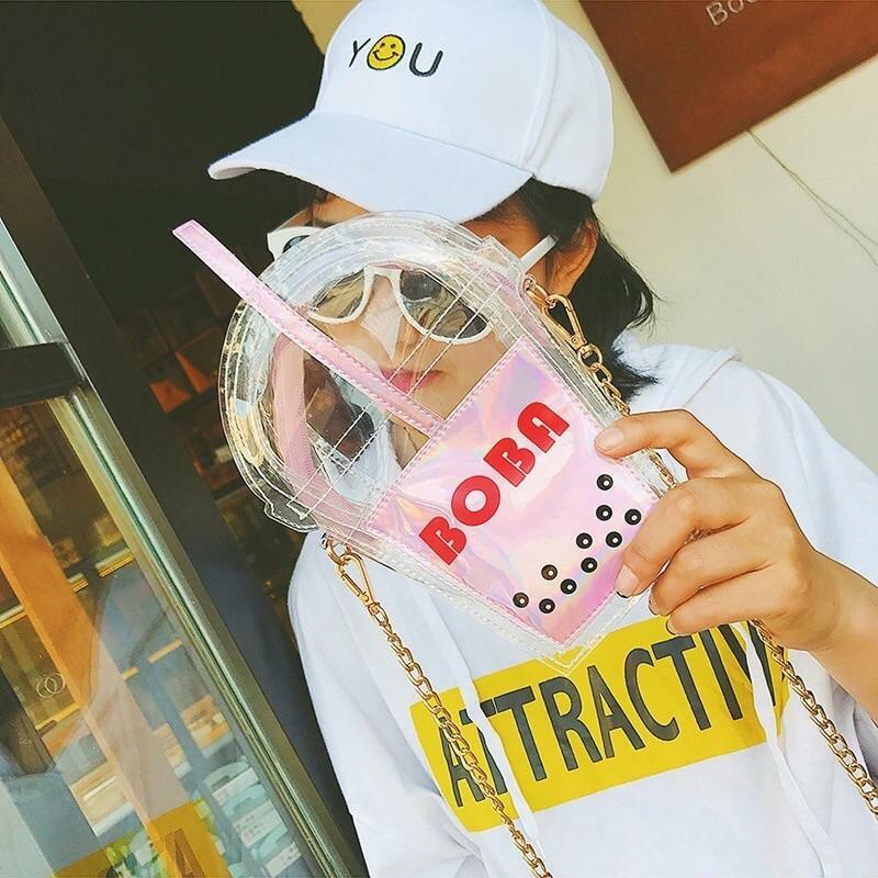 Y2K Grunge Bubbletea Shoulder Bag - Retro 90s Fashion, Pastel Goth, Y2K Club & Party Outfits