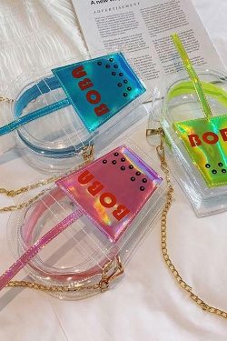 Y2K Grunge Bubbletea Shoulder Bag - Retro 90s Fashion, Pastel Goth, Y2K Club & Party Outfits