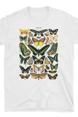 Y2K Grunge Butterfly Chart T-Shirt - 90s Retro Summer Outfit, Pastel Goth Fashion