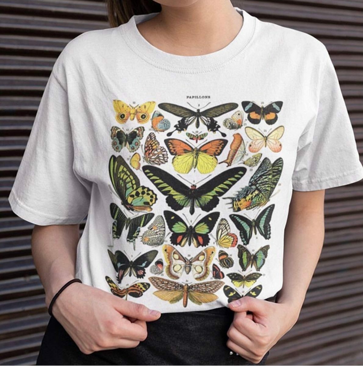 Y2K Grunge Butterfly Chart T-Shirt - 90s Retro Summer Outfit, Pastel Goth Fashion