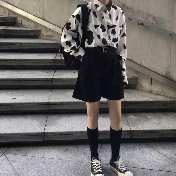Y2K Grunge Button-Up Shirt - Retro 90s Fashion, Summer Y2K Outfits, Gothic Y2K Style