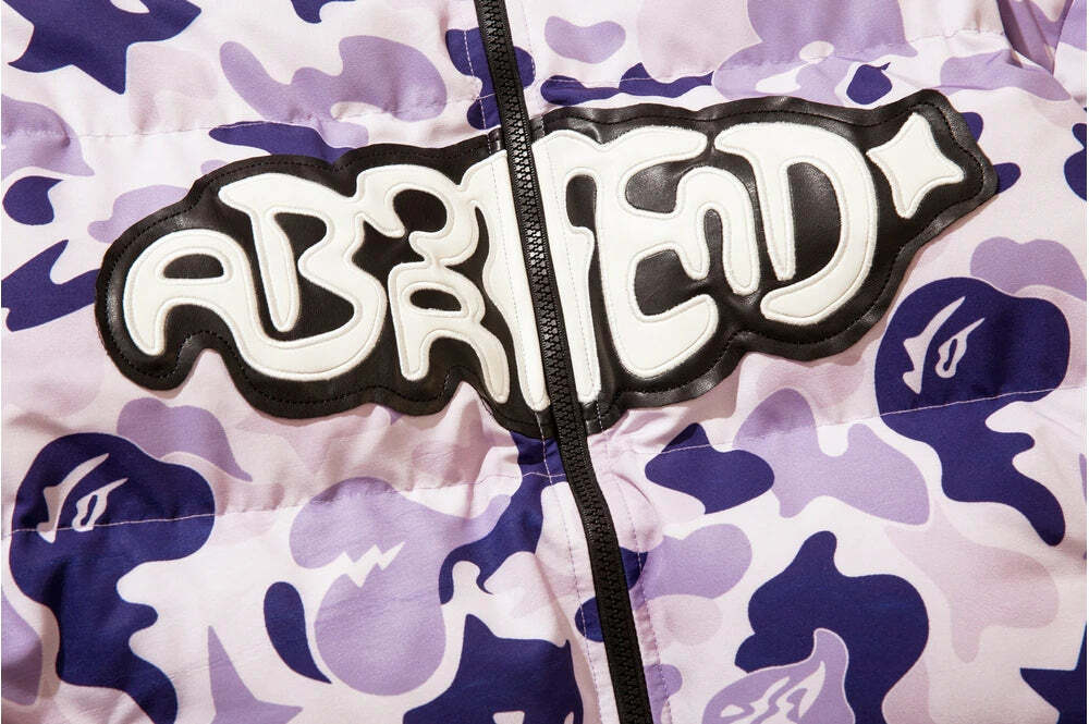 Y2K Grunge Camo Devil Puffer Jacket - Retro 90s Fashion, Summer & Party Outfits