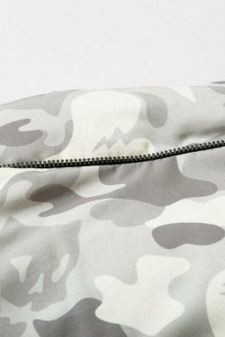 Y2K Grunge Camo Devil Puffer Jacket - Retro 90s Fashion, Summer Y2K Outfits, Gothic Y2K Style