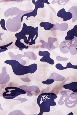 Y2K Grunge Camo Devil Puffer Jacket - Retro 90s Fashion, Summer Y2K Outfits, Gothic Y2K Style