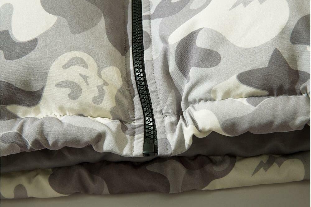 Y2K Grunge Camo Devil Puffer Jacket - Retro 90s Fashion, Summer Y2K Outfits, Gothic Y2K Style