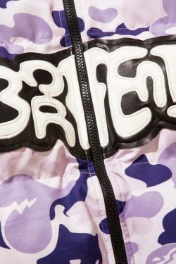 Y2K Grunge Camo Devil Puffer Jacket - Retro 90s Fashion, Summer Y2K Outfits, Gothic Y2K Style