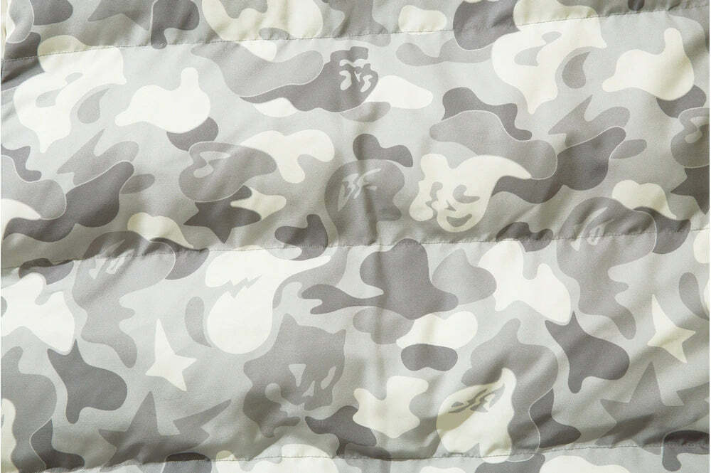 Y2K Grunge Camo Devil Puffer Jacket - Retro 90s Fashion, Summer Y2K Outfits, Gothic Y2K Style