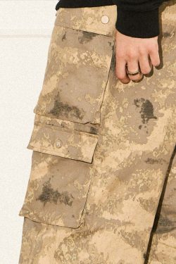Y2K Grunge Camouflage Multipocket Cargo Pants - 90s Retro Summer Outfit for Women
