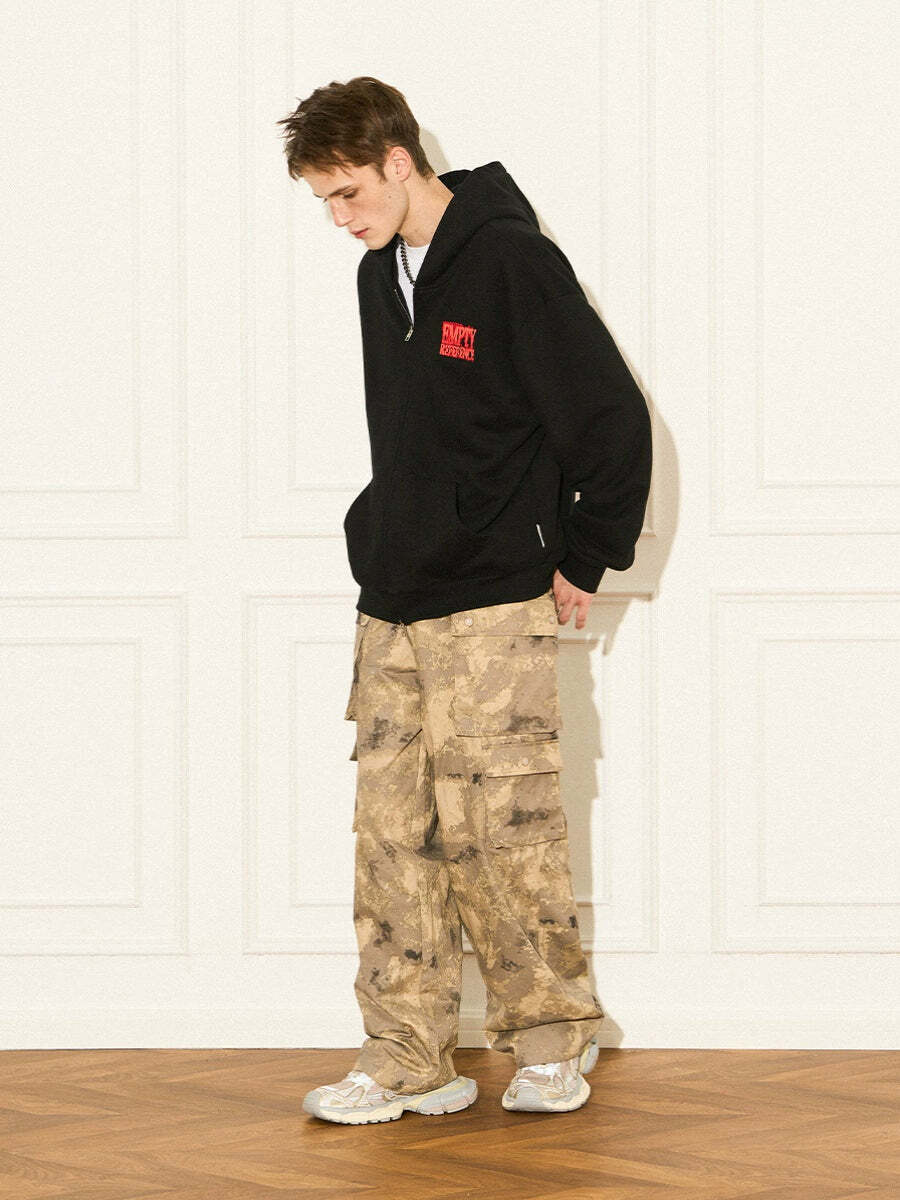Y2K Grunge Camouflage Multipocket Cargo Pants - 90s Retro Summer Outfit for Women