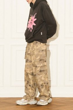 Y2K Grunge Camouflage Multipocket Cargo Pants - 90s Retro Summer Outfit for Women