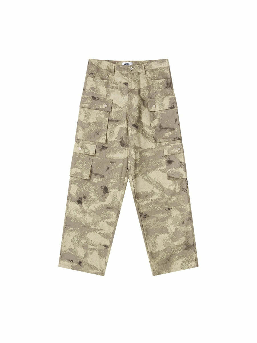 Y2K Grunge Camouflage Multipocket Cargo Pants - 90s Retro Summer Outfit for Women