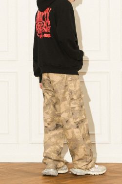 Y2K Grunge Camouflage Multipocket Cargo Pants - 90s Retro Summer Outfit for Women