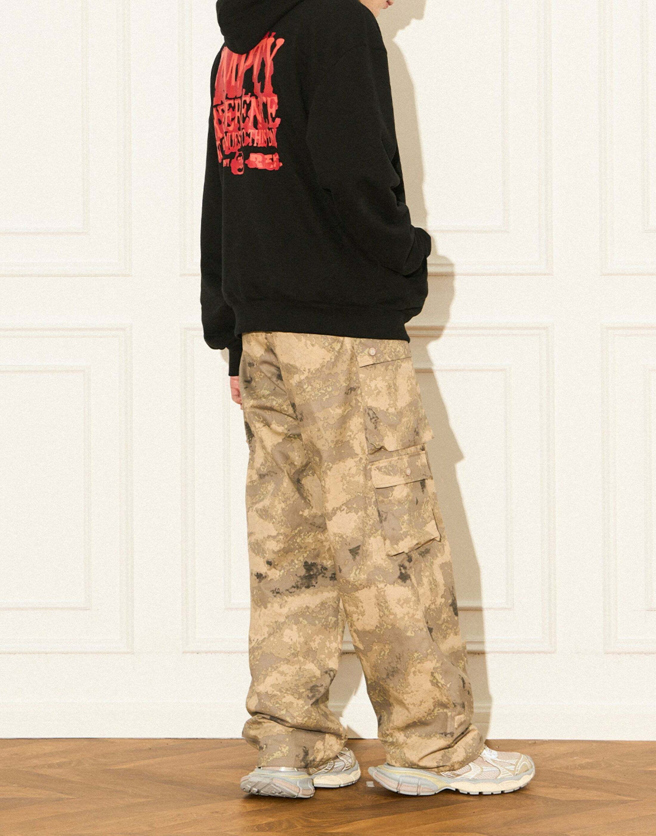 Y2K Grunge Camouflage Multipocket Cargo Pants - 90s Retro Summer Outfit for Women