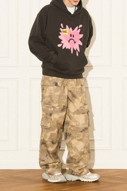 Y2K Grunge Camouflage Multipocket Cargo Pants - 90s Retro Summer Outfit for Women