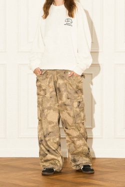 Y2K Grunge Camouflage Multipocket Cargo Pants - 90s Retro Summer Outfit for Women