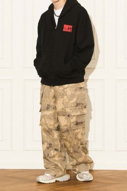 Y2K Grunge Camouflage Multipocket Cargo Pants - 90s Retro Summer Outfit for Women