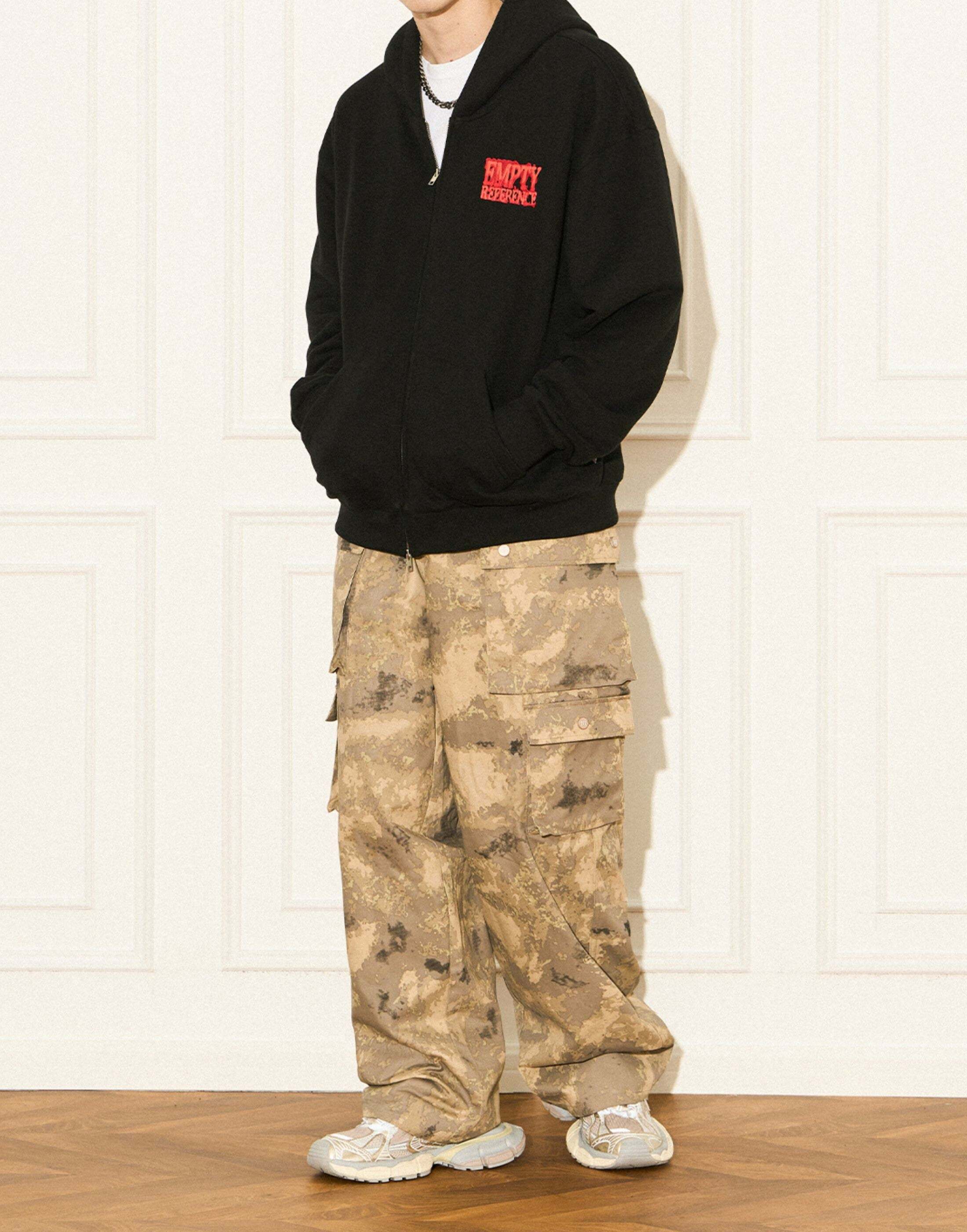 Y2K Grunge Camouflage Multipocket Cargo Pants - 90s Retro Summer Outfit for Women