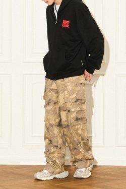 Y2K Grunge Camouflage Multipocket Cargo Pants - 90s Retro Summer Outfit for Women