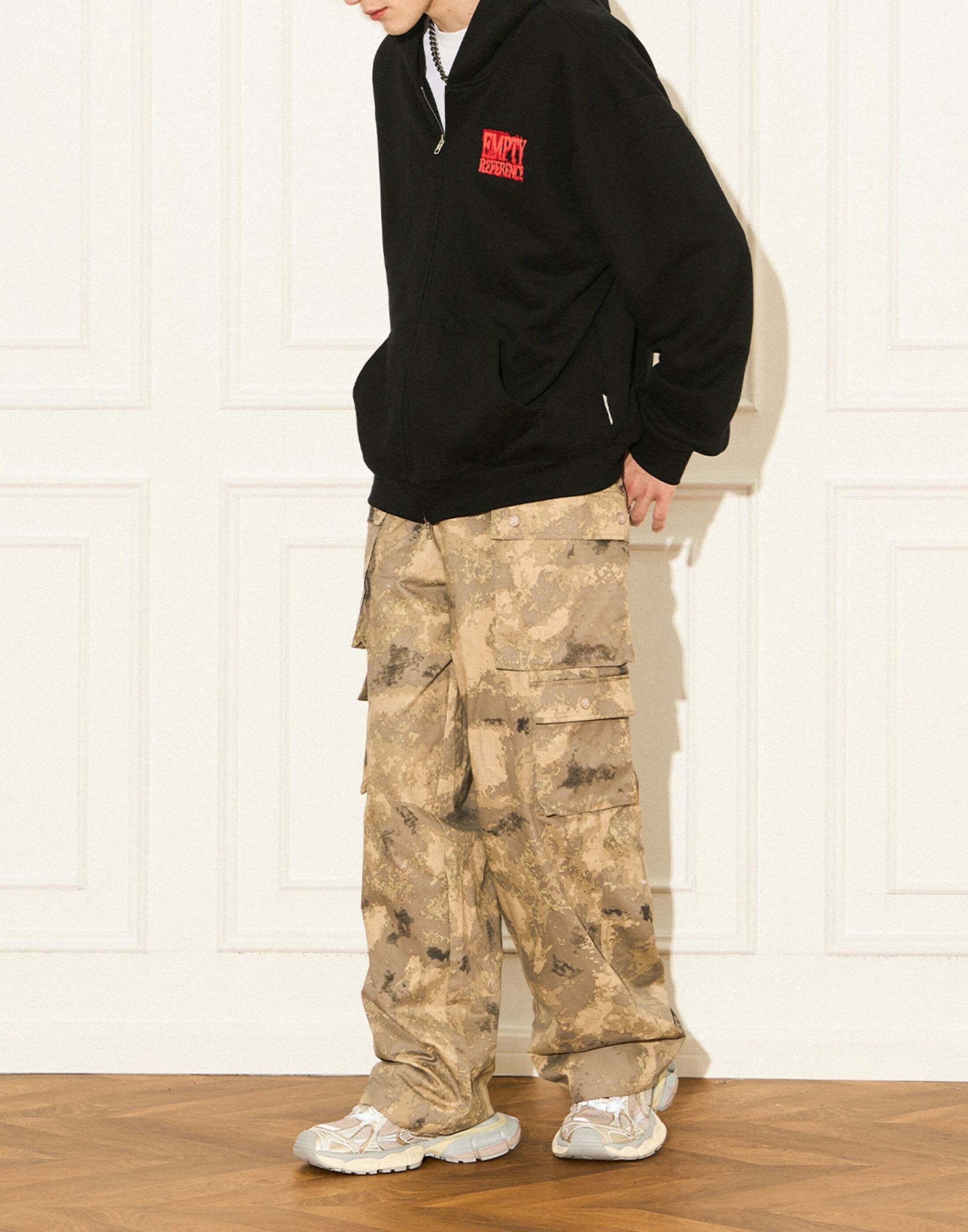 Y2K Grunge Camouflage Multipocket Cargo Pants - 90s Retro Summer Outfit for Women