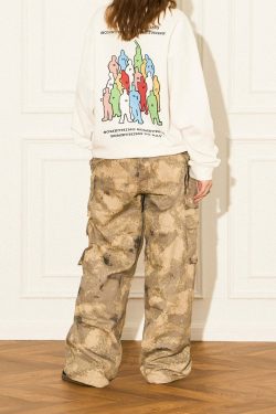 Y2K Grunge Camouflage Multipocket Cargo Pants - 90s Retro Summer Outfit for Women
