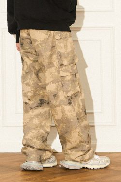 Y2K Grunge Camouflage Multipocket Cargo Pants - 90s Retro Summer Outfit for Women